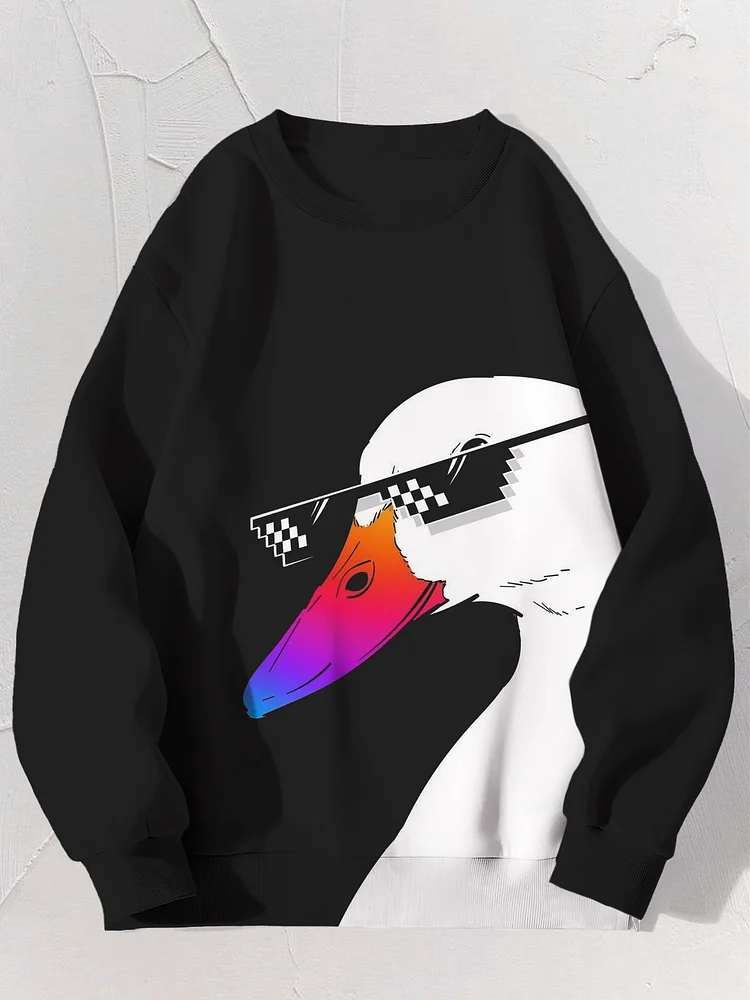 Men's Cool Duck Graphic Print Casual Sweatshirt