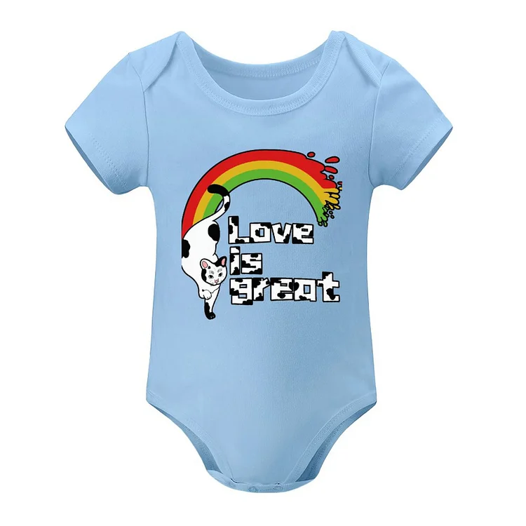 Short Sleeved Baby Jacket Love Is The Great Cat Rainbow