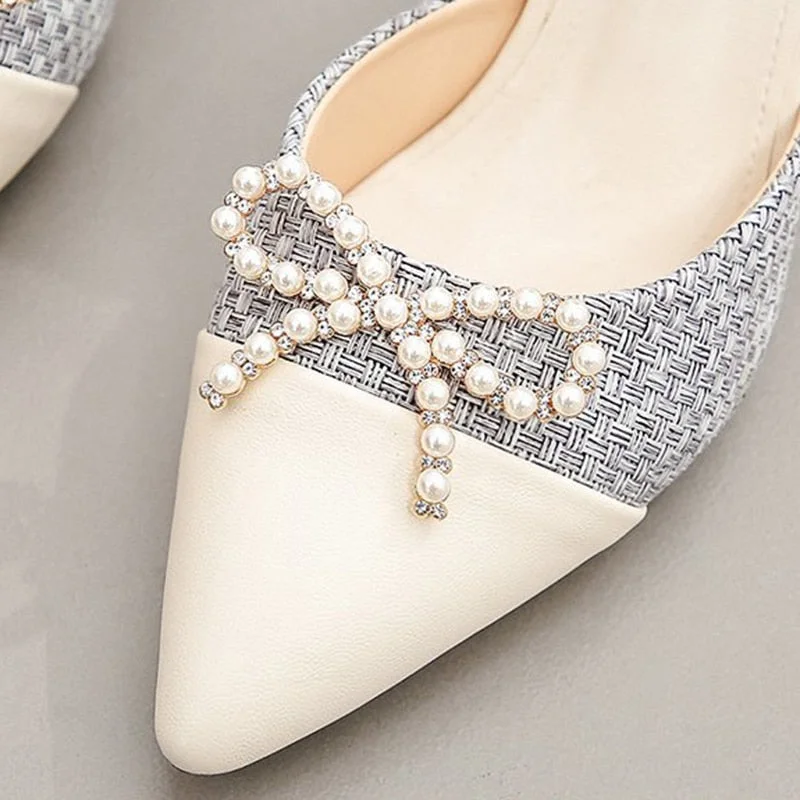 Women Sexy Pearl Bowknot Pumps 2022 New Ankle Strap Thin High Heels Party Shoes Woman Spring Summer Pointed Toe Sandals