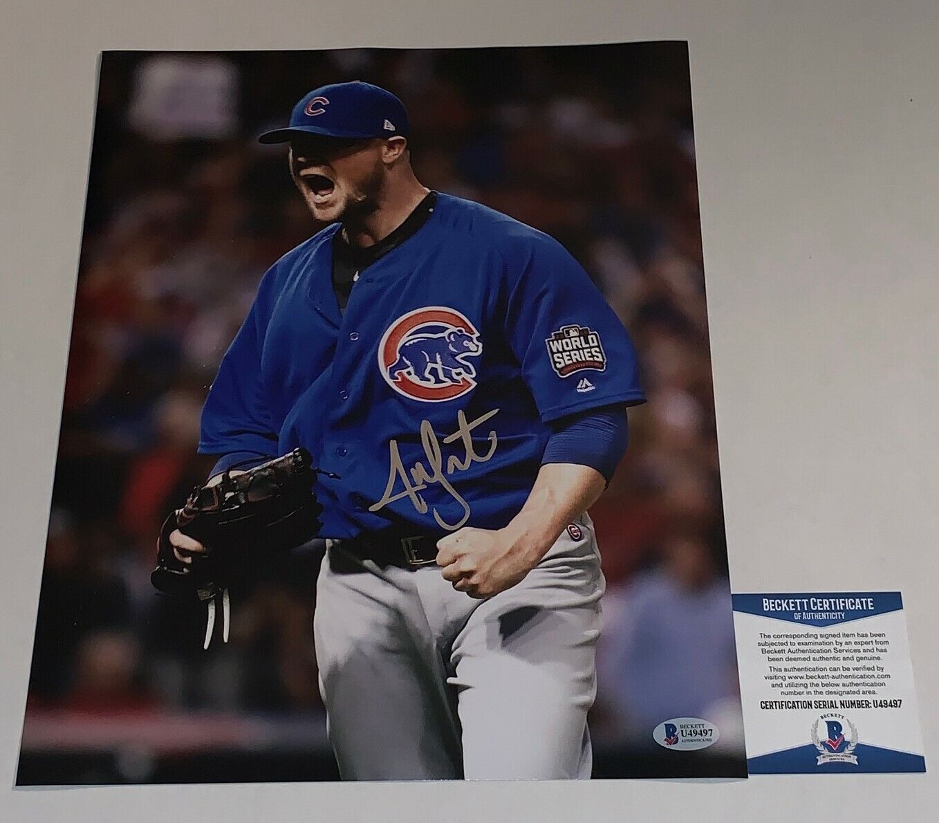 Jon Lester signed Chicago Cubs 11x14 Photo Poster painting autographed 3 BAS Beckett