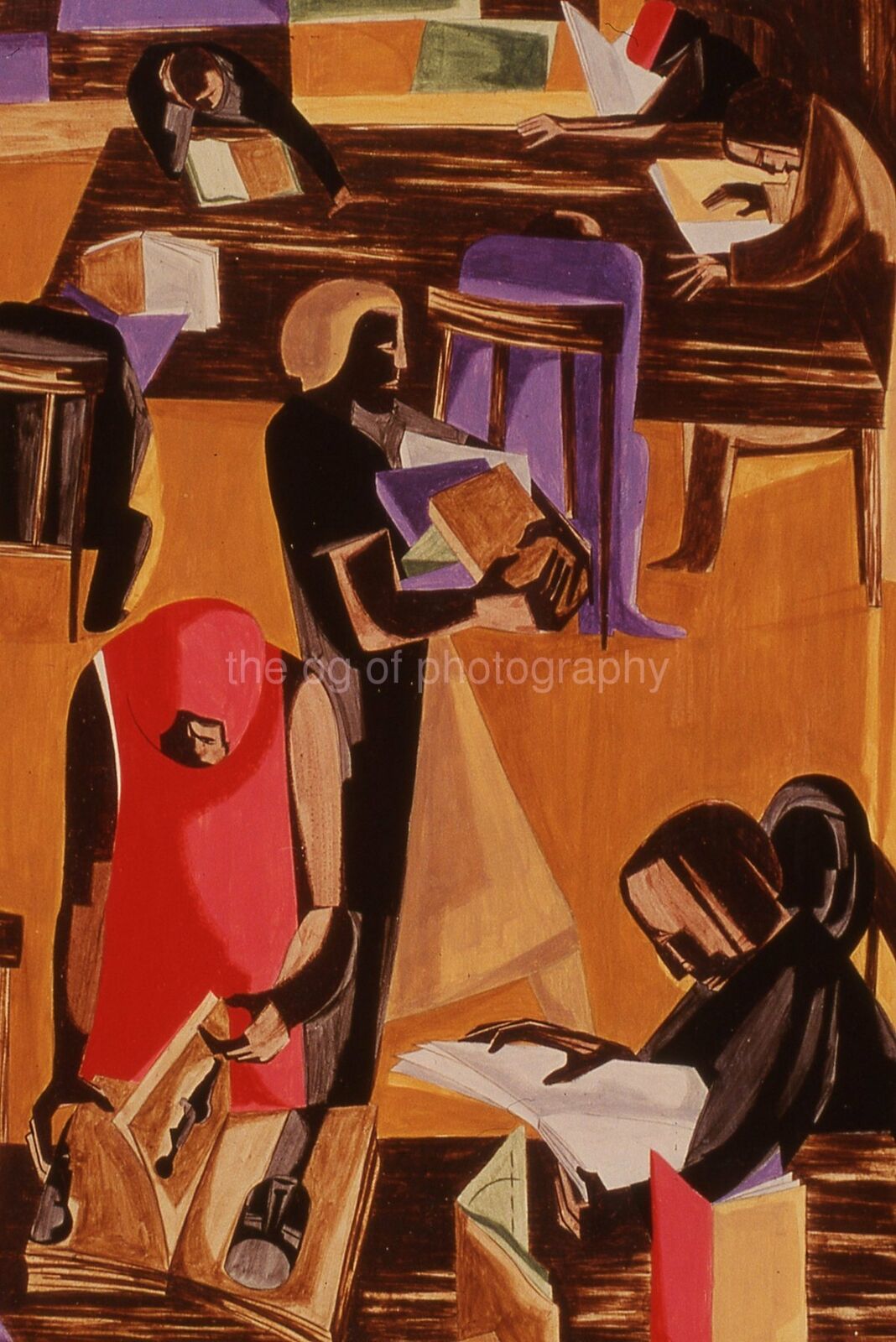 JACOB LAWRENCE The Library 35mm FOUND ART SLIDE Photo Poster painting 011 T 7 H