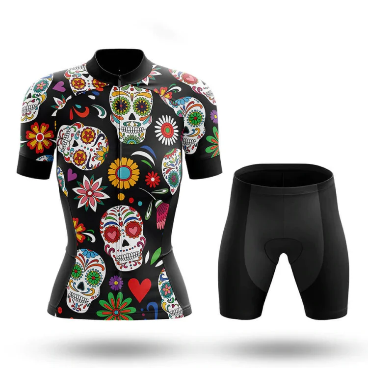 Colorful Sugar Skulls Women's Short Sleeve Cycling Kit