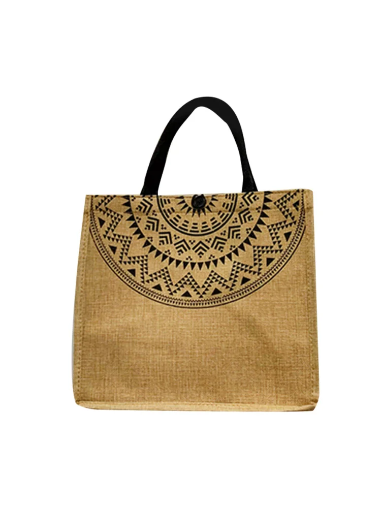 Vintage Women Geometric Printing Shoulder Bag Casual Large Tote Handbags
