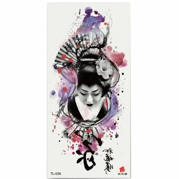 Temporary Tattoo Sticker Waterproof Fashion Women Men Japanese Geisha Warrior Samurai Fake Body Art Children Adult Hand Tattoo