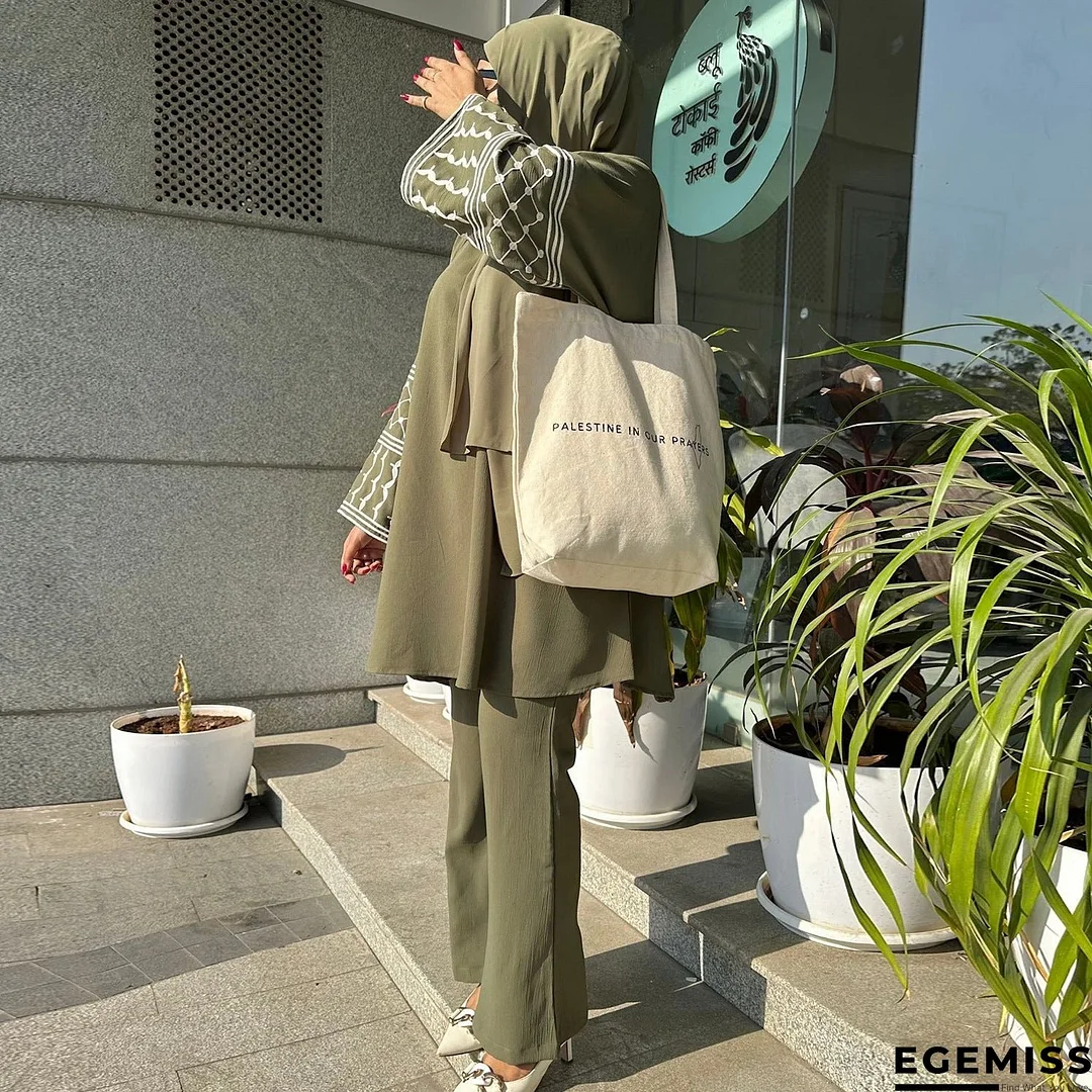 Fashion Turkish Embroidered Wide Leg Two-piece Pants | EGEMISS