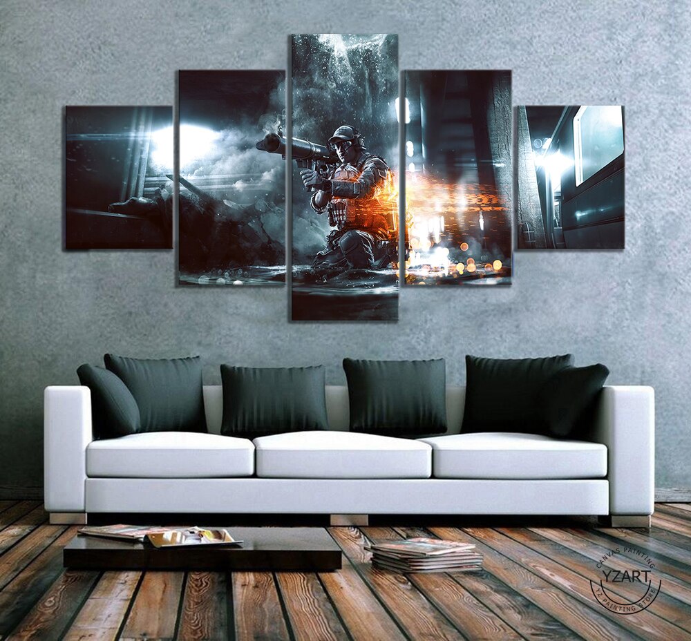 HD Drawing Painting Art Pubg Playerunknowns Battlegrounds Explosion Game Poster Pictures for Wall Decor