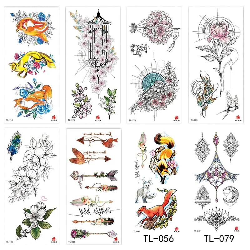 Flower animal totem romantic beautiful bird fragrance waterproof lasting men and women personality temporary tattoo stickers