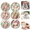 (US Local)6pcs Set Xmas Theme DIY Diamond Painting Coasters Kit with Holder Kit