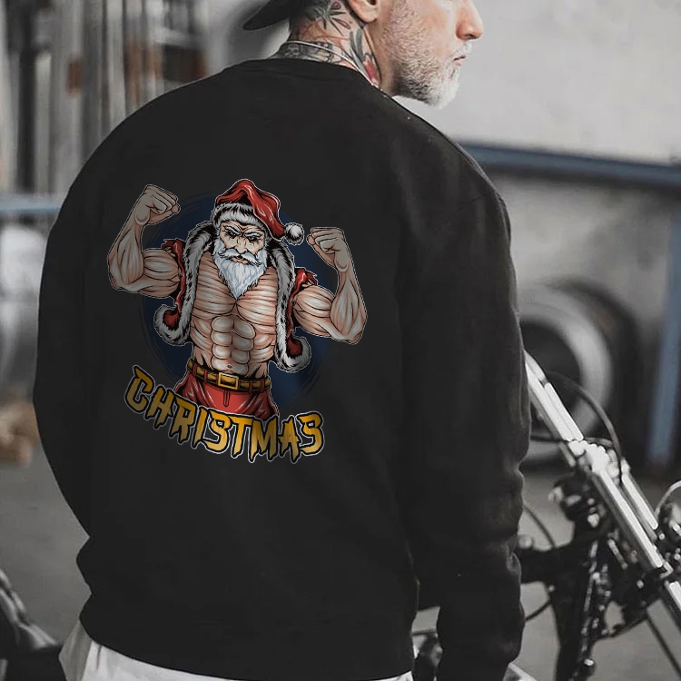 Santa Claus Muscle Christmas Winter Warm Sweatshirt