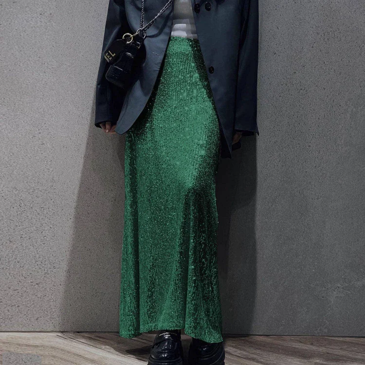 Ladies Sparkle Sequin Party Long Skirt 21077