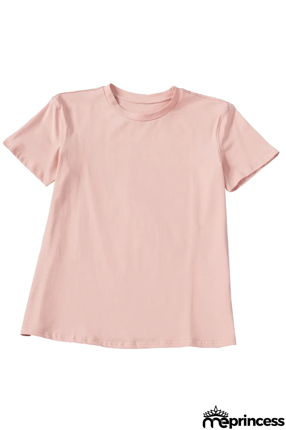 Pink Plain Crew Neck Short Sleeve Tee