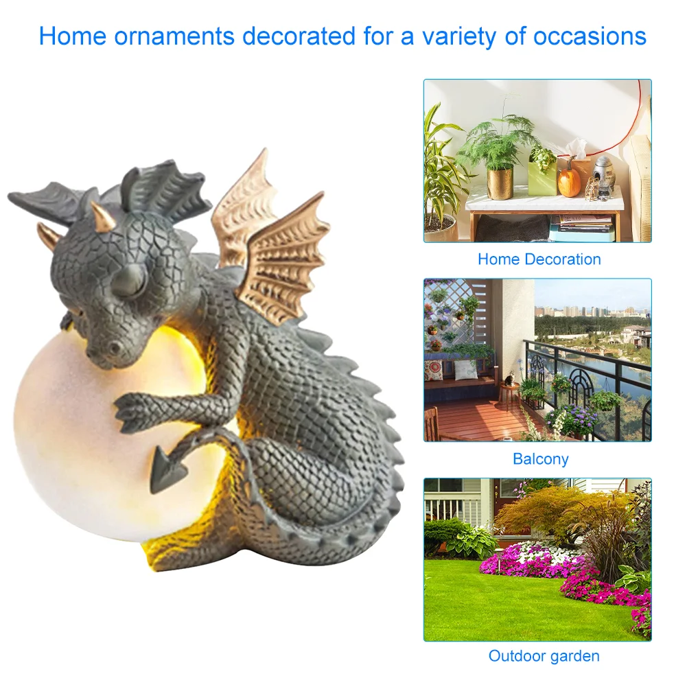 Small Dinosaur Meditation Sculpture Home Desk Dragon Meditated Statue (D)