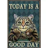 (Big Size)Vintage Poster Cat With Cheek In Hand - 11CT Stamped Cross Stitch - 40*60cm