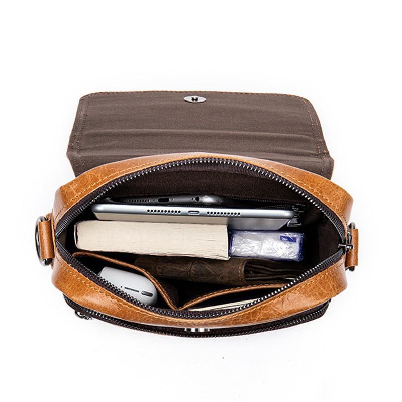 Mens Classic Business Casual Briefcase Handbagas Leather Shoulder Packs