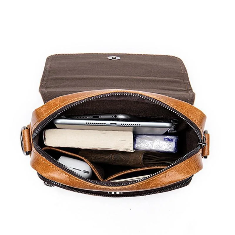 Mens Classic Business Casual Briefcase Handbagas Leather Shoulder Packs