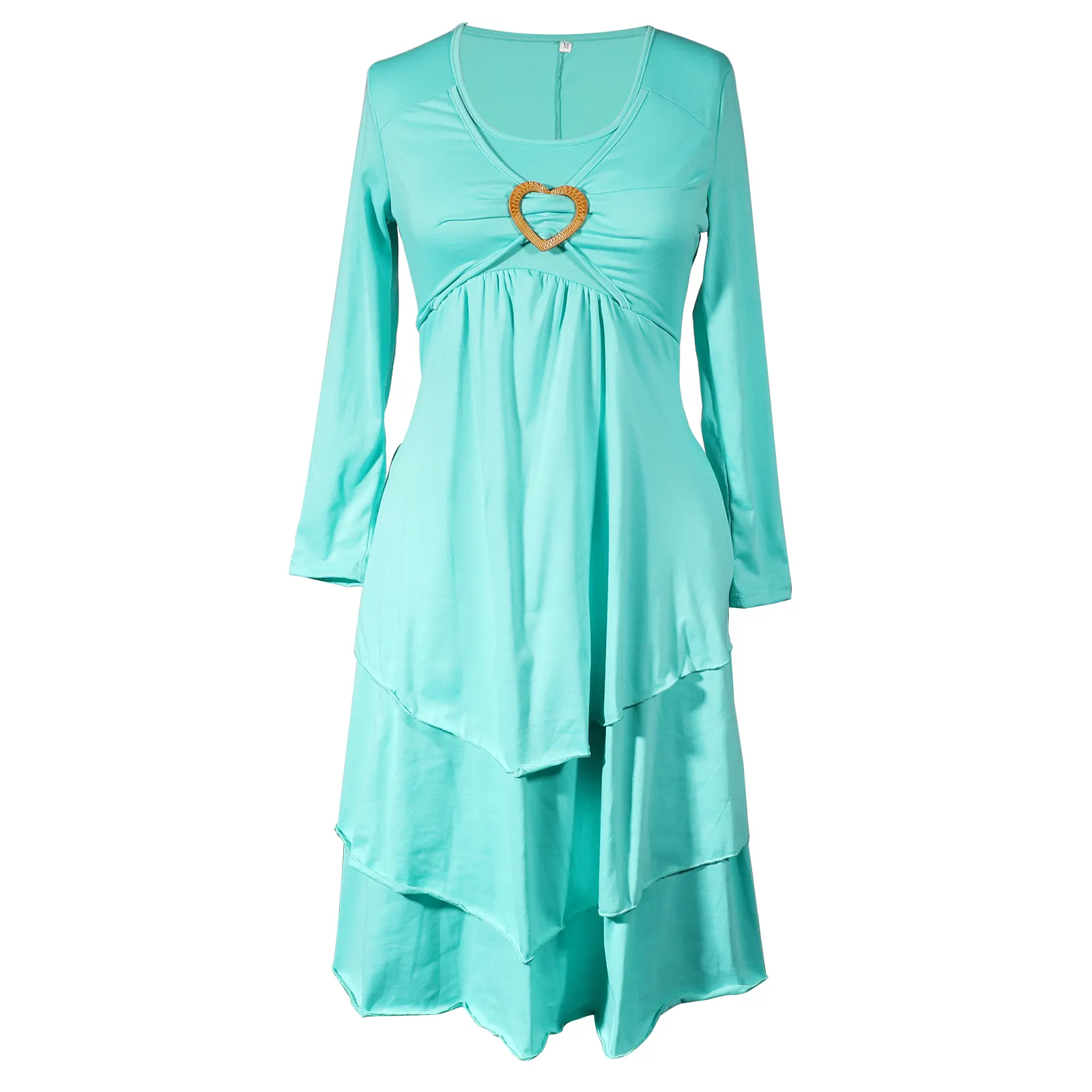 Women's Plain Regular Fit Crew Neck Pockets Casual Midi Dress