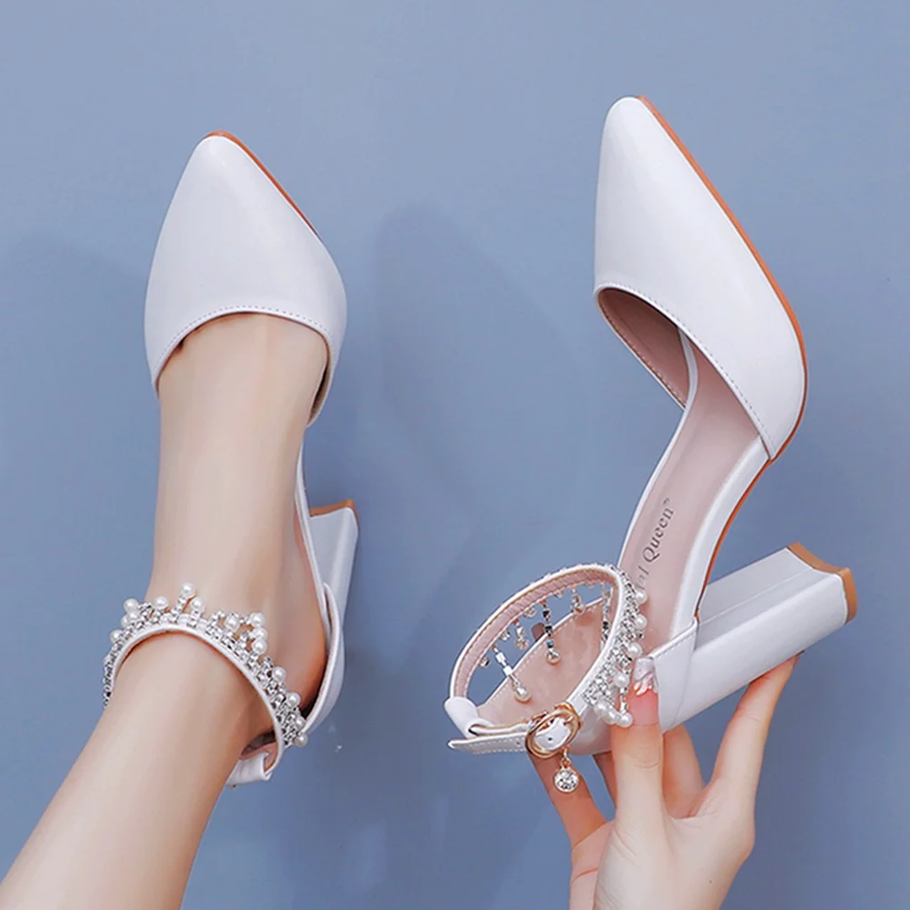 Breakj Breakj Cm Thick Heel Sandals Beaded Sous-Suded Women's Shoes Spring Women's Shoes Light-Mouthed Fashion Thick Heel Sandals