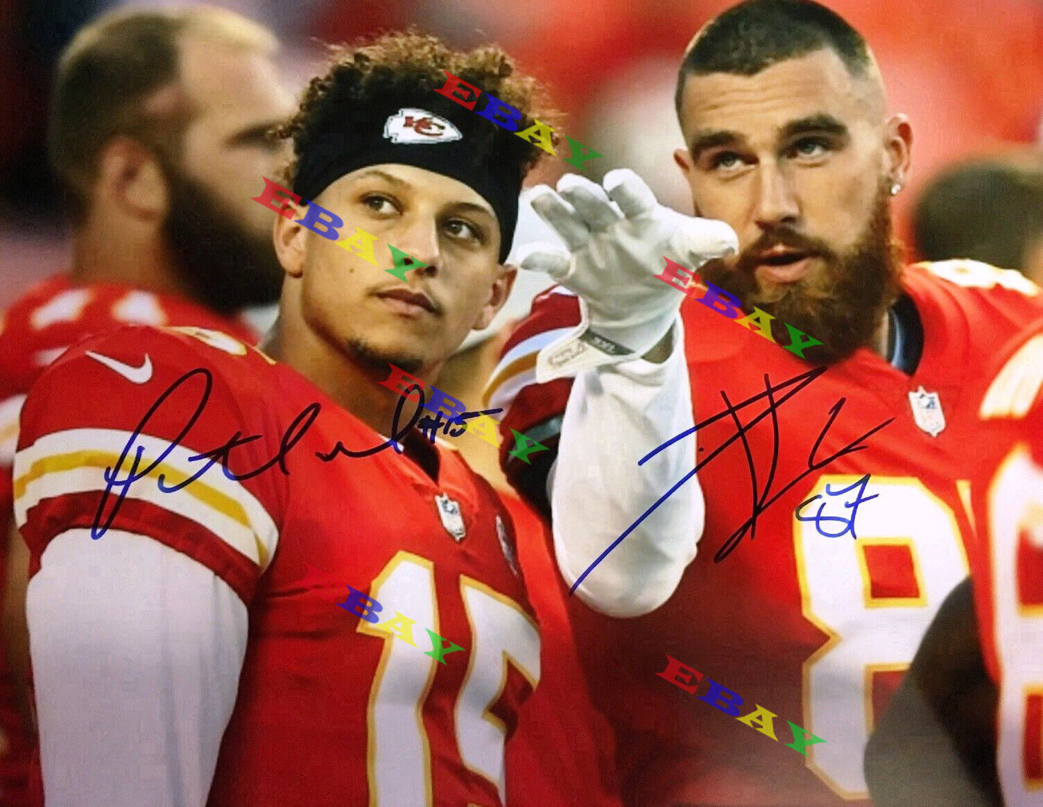 Patrick Mahomes & Travis Kelce Kansas City Signed Autographed 8x10 Photo Poster painting Reprint