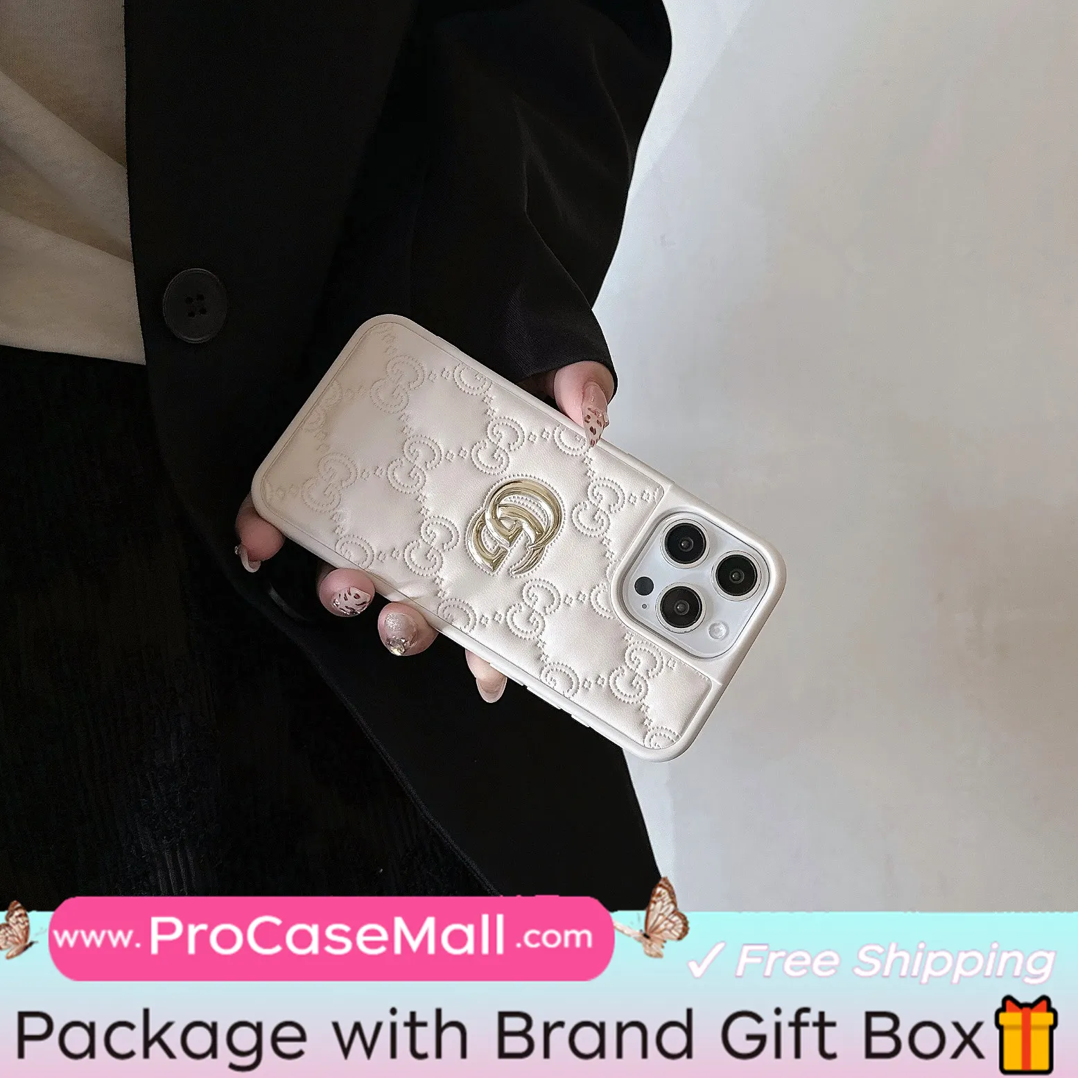 Gucci Embossed Lambskin Ophidia GG Luxury Apple iPhone Case