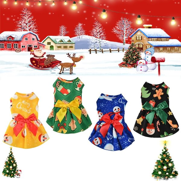 Fashion Printed Party Costume Christmas Dog Dress Sleeveless Clothes Small Medium Dogs Suit Pet Supplies - Shop Trendy Women's Fashion | TeeYours