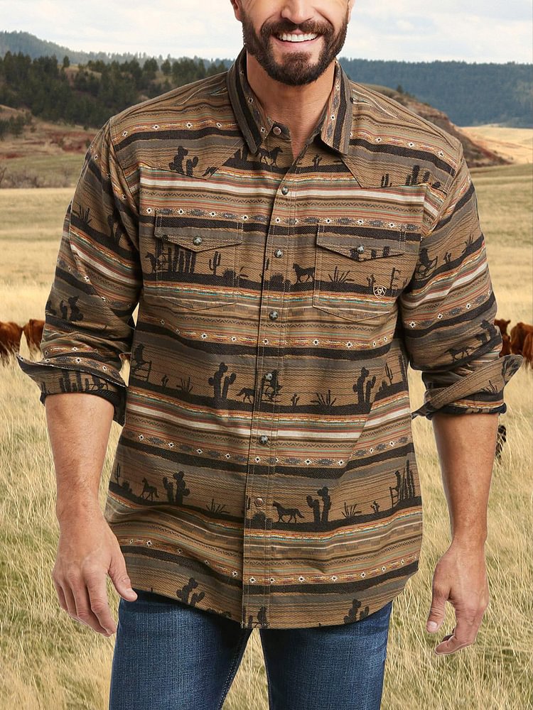 Men's Hawthorne Retro Fit Snap Up Long Sleeve Western Shirt