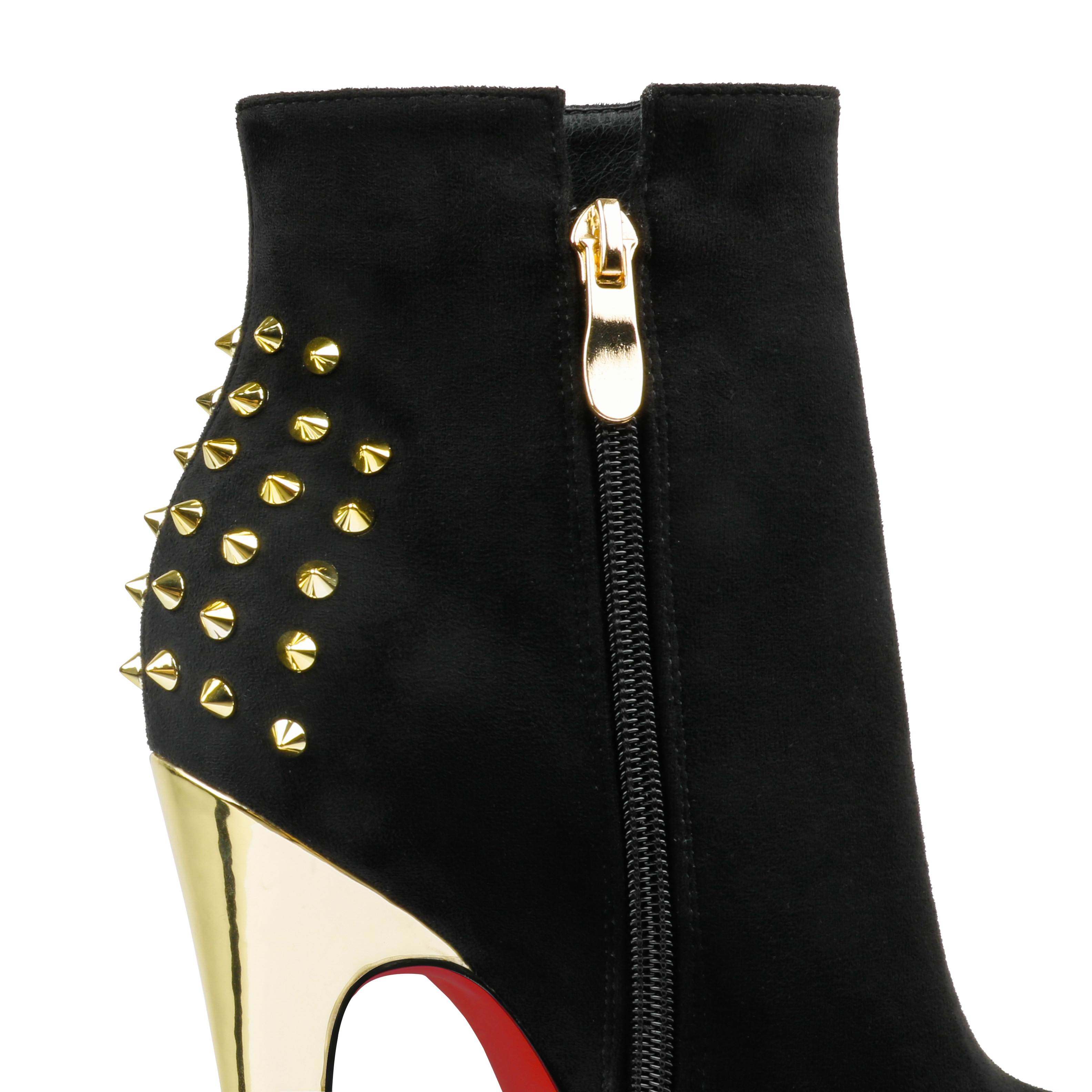 6.1" Women's Sky High Heels Platform Red Bottom Shoes Winter Suede Ankle Boots-MERUMOTE