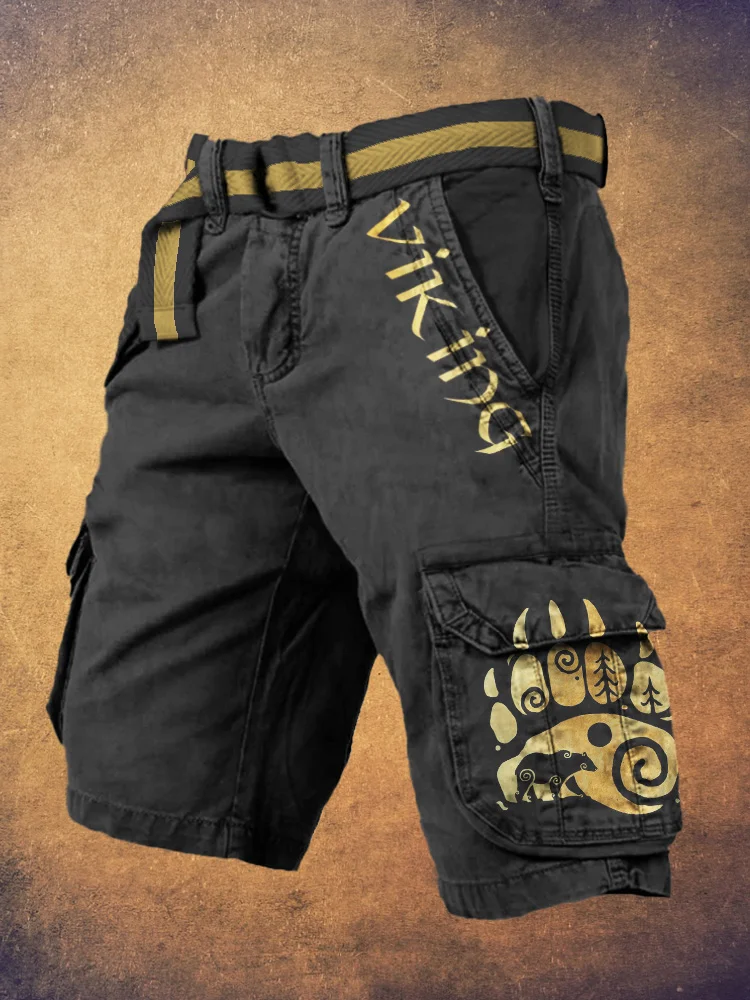 Comstylish Bear Paw Viking Pattern Men's Work Shorts