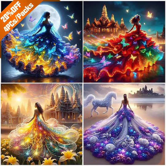 Girl With Beautiful Skirt - Full Round Drill Diamond Painting - 40*40CM(Canvas)