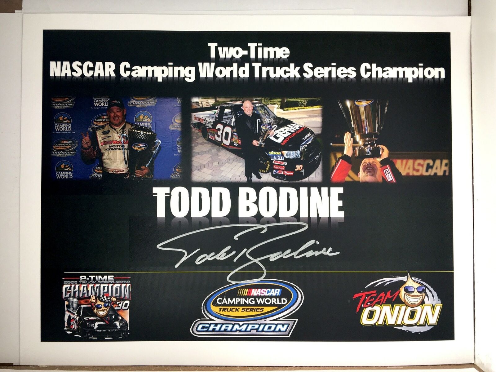 Todd Bodine Signed 8.5x11 Photo Poster painting Promo Hero Card Postcard NASCAR  SHIP Auto