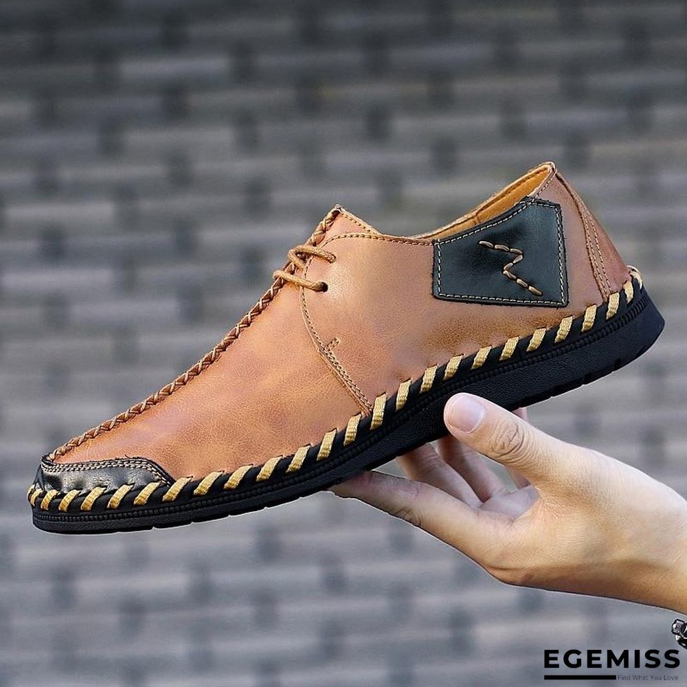 Men Casual Cow Leather Light Comfortable Split Leather Flats Shoes | EGEMISS