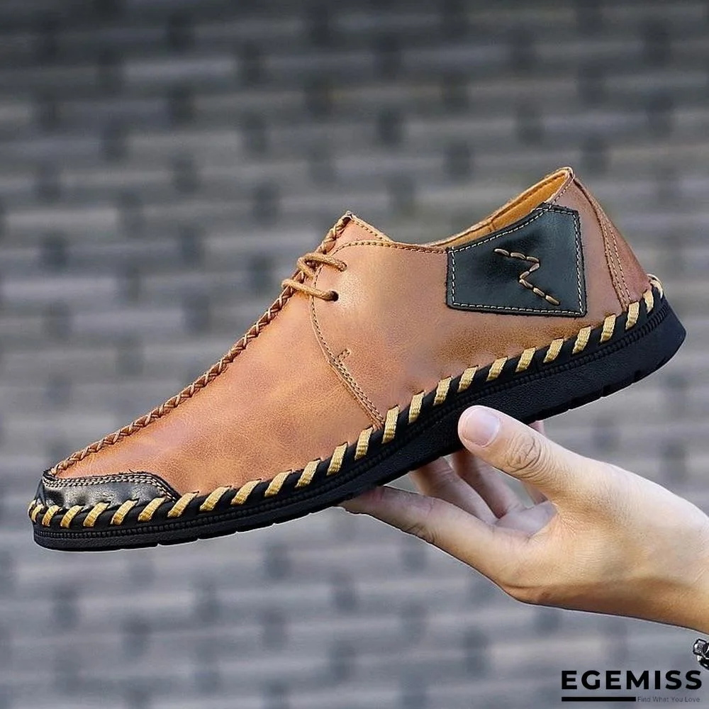 Men Casual Cow Leather Light Comfortable Split Leather Flats Shoes | EGEMISS