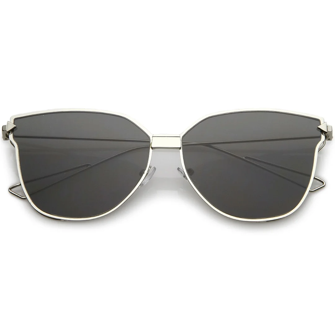 Oversize Cat Eye glasses With Tinted Flat Lens And Wire Arms 59mm