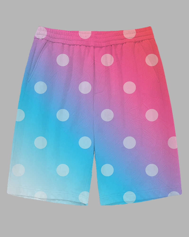 Big and Tall Men's Polka Dots Romantic Gradient Effect Daily Casual Shorts