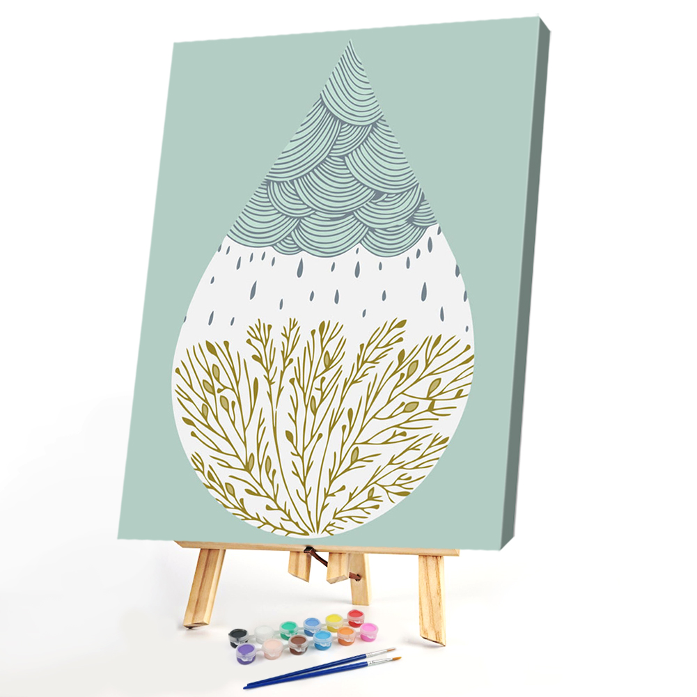 

40x50cm - Paint By Numbers Raindrop Leaves, 501 Original
