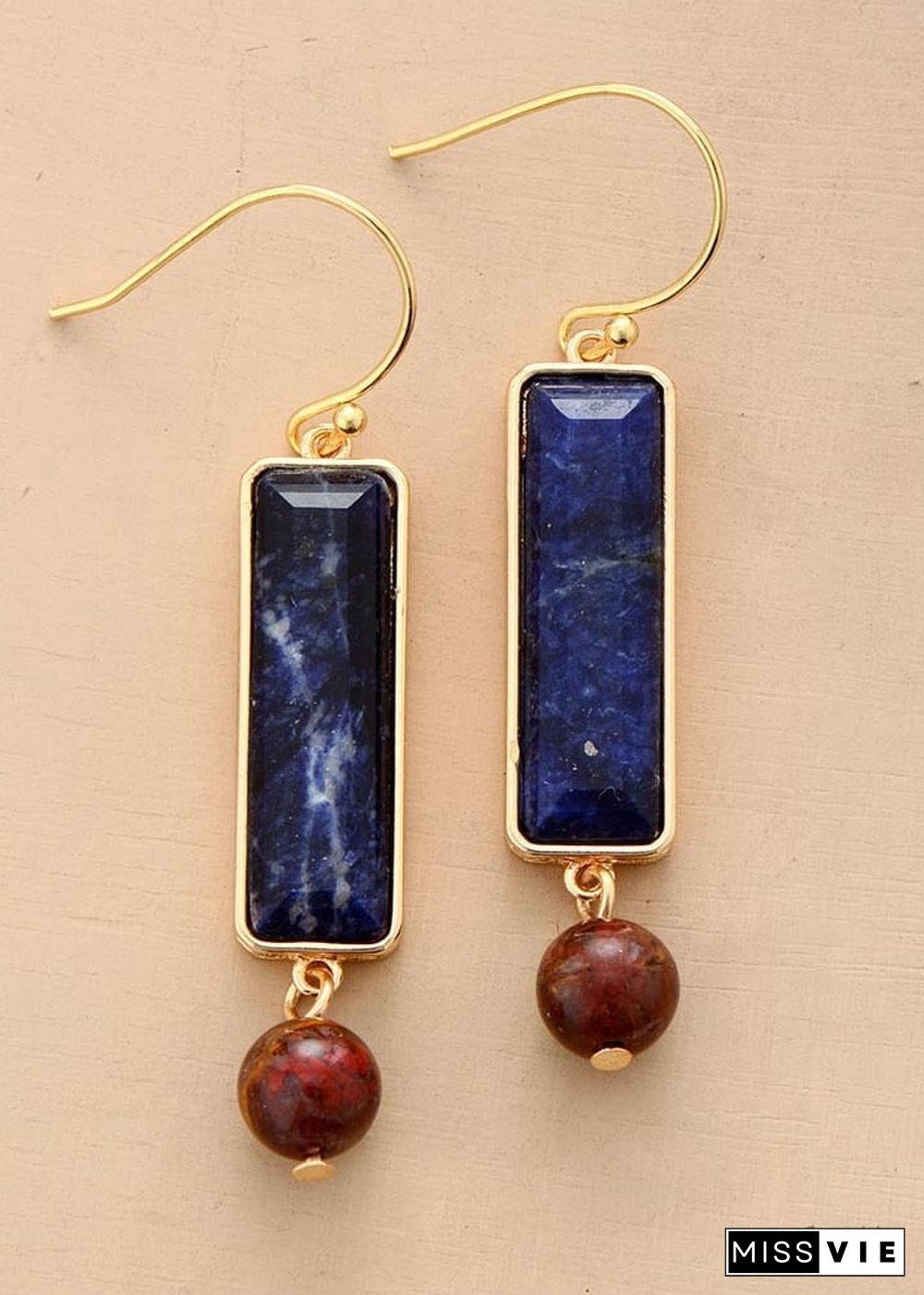 Boho Earrings, Dangle Earrings, Navy Blue Sodalite