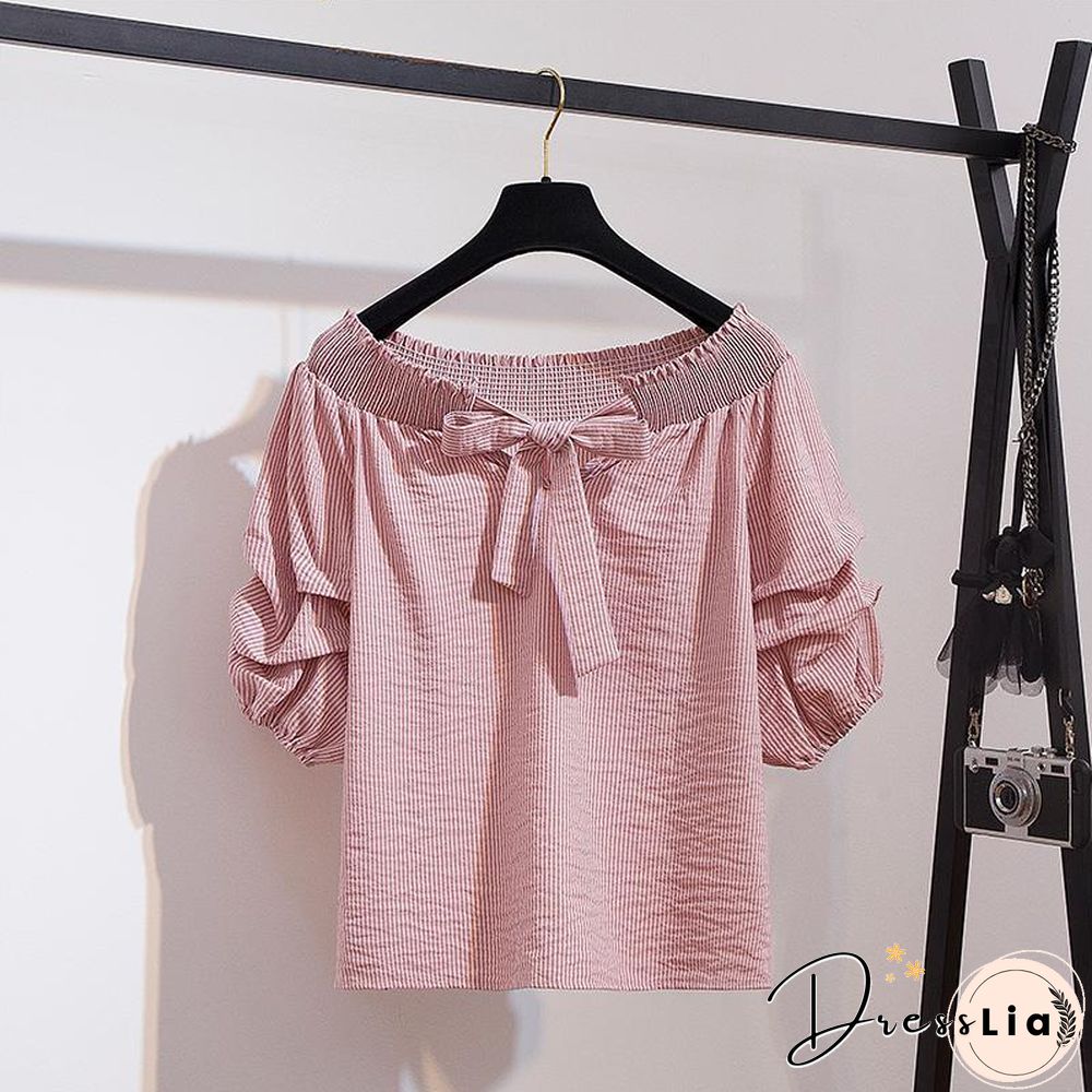 Cute Off Shoulder Blouse+Denim Skirt P11160