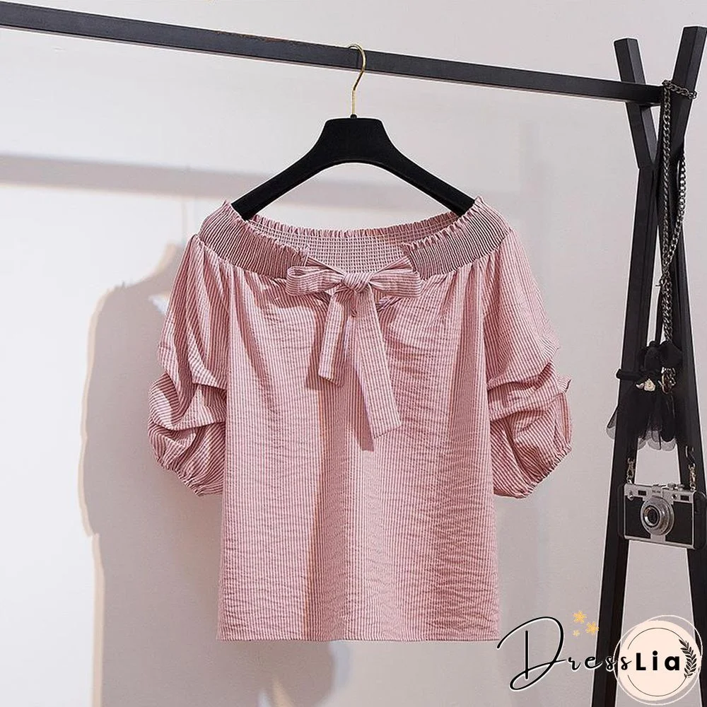 Cute Off Shoulder Blouse+Denim Skirt P11160