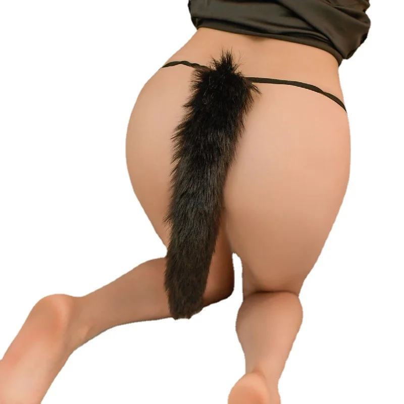 Churchf Sex Long-Tail Panties Soft Sister Wearing Fox Tail Hair Ball Tong Dog Rabbit Tail Sexy T-Pants
