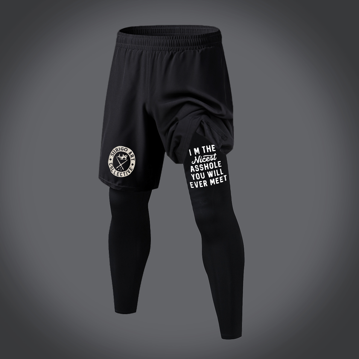 I‘m The Nicest Asshole You Will Ever Meet Letter Graphic Print 2 in 1 Gym Workout With Leggings
