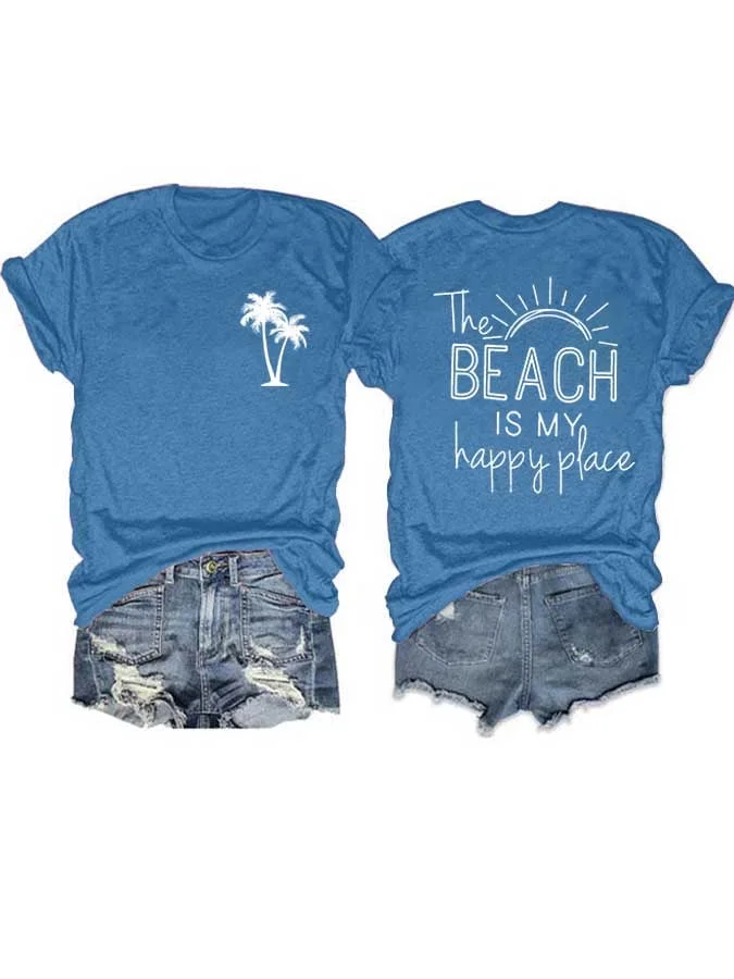 Sunshine Beach Print Ladies T-Shirt-mysite