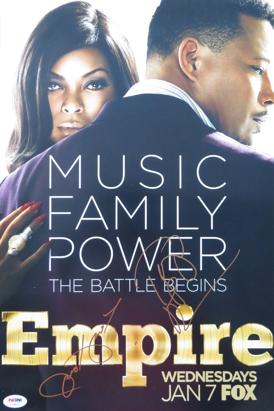 Terrence Howard & Taraji P. Henson Signed Empire Auto 12x18 Photo Poster painting PSA/DNA X79903