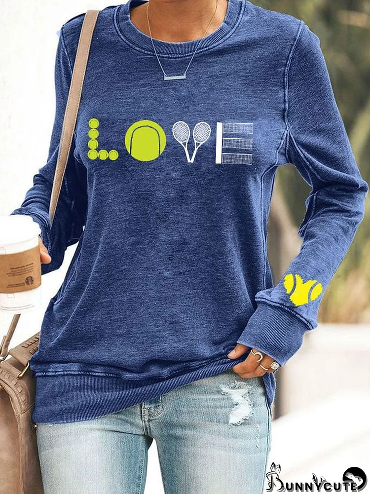 Women's Love Tennis printed casual sweatshirt