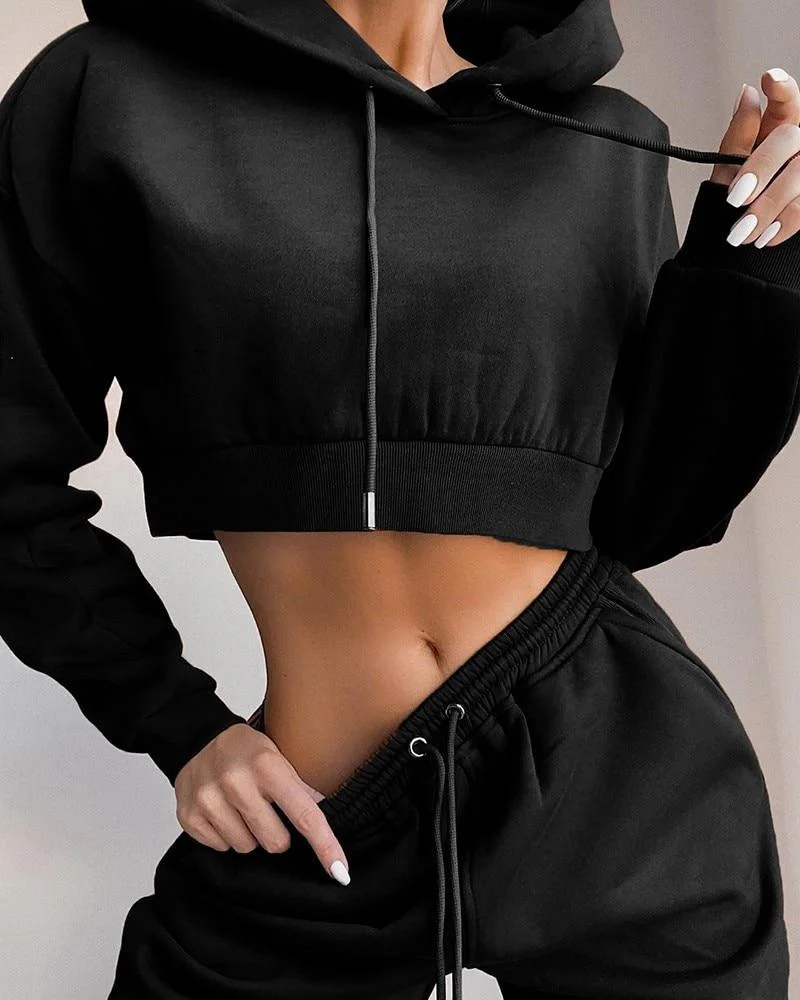 Abebey Winter Fashion Outfits for Women Tracksuit Hoodies Sweatshirt and Sweatpants Casual Sports 2 Piece Set Sweatsuits