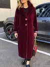 Casual Faux Fur Solid Color Lining Printed Lapel Collar Long Sleeves Coat