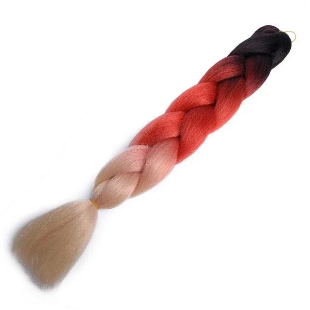 24 Inch Single Ombre Color Glowing Twist Jumbo Braiding Synthetic Hair Extension-elleschic