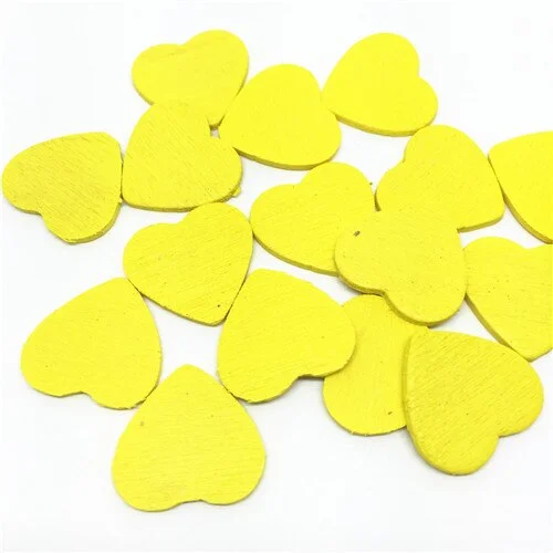 100pcs 16 Colors 18mm Wood Colored Hearts Slices Confetti Crafts For Wedding Party Ornaments Table Scatter Decorations White Red