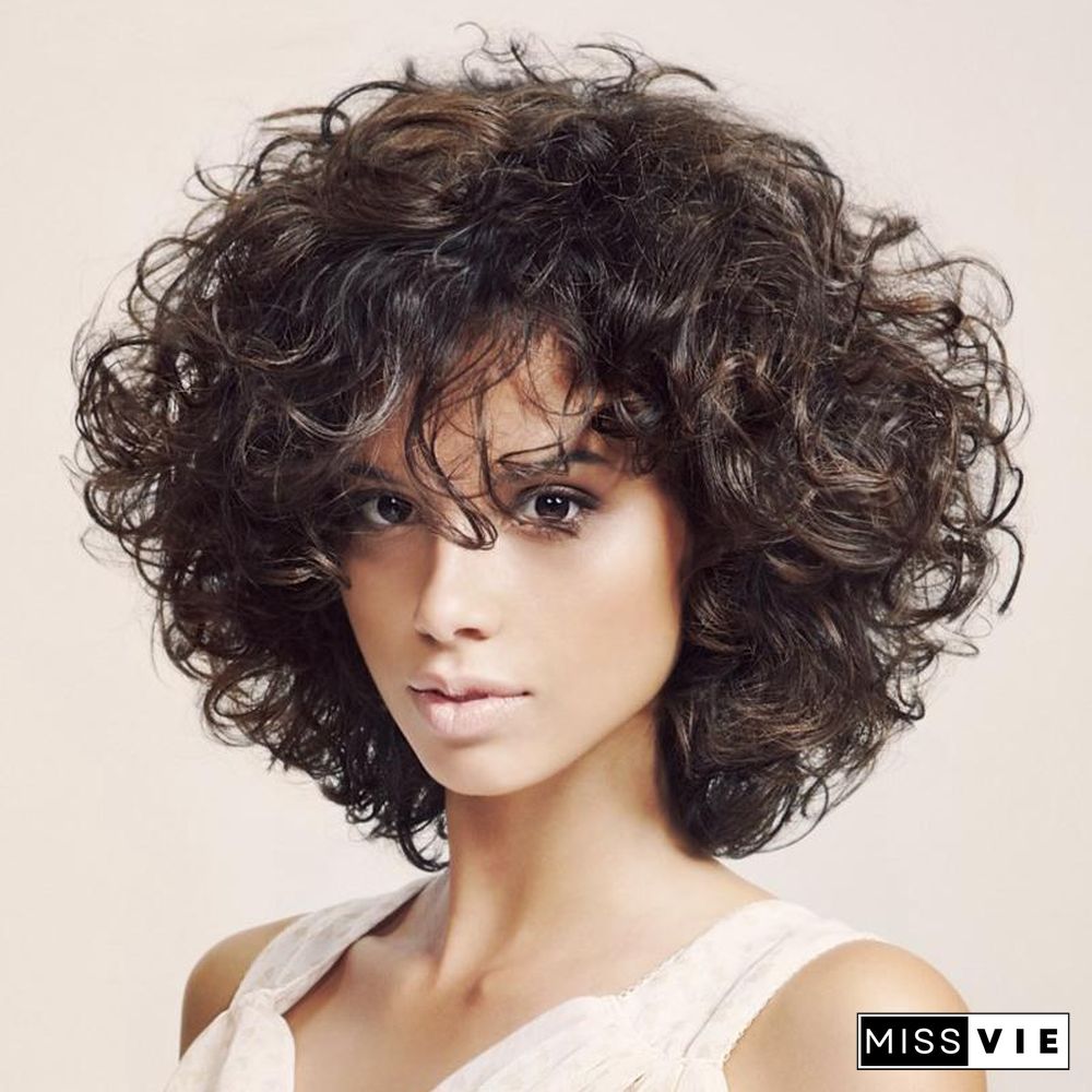 Hair Wigs Short Hairwigs Headgear for Ladies with Curly Hair