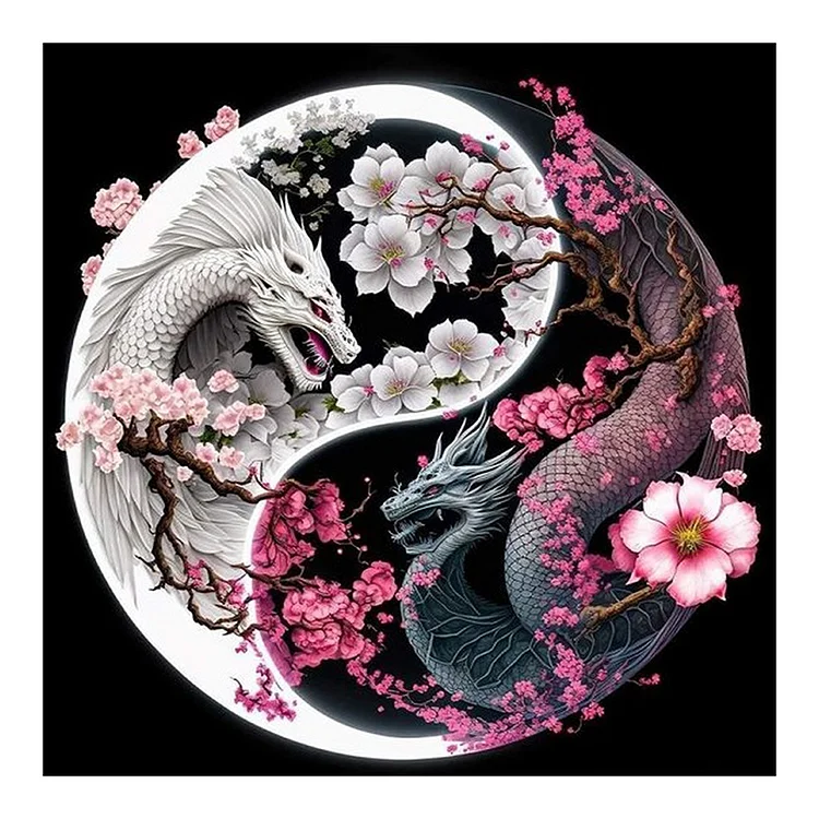 Dragon Yin Yang Symbol - Full Round - Diamond Painting(30*30cm)