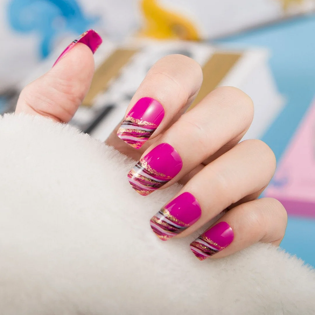 24pcs/set Fashion Acrylic Full Cover Fake Nails 10 Sizes Press on Nails Designs French False Nail Art Tips 278 Fingernail Tips-Nail Inspo