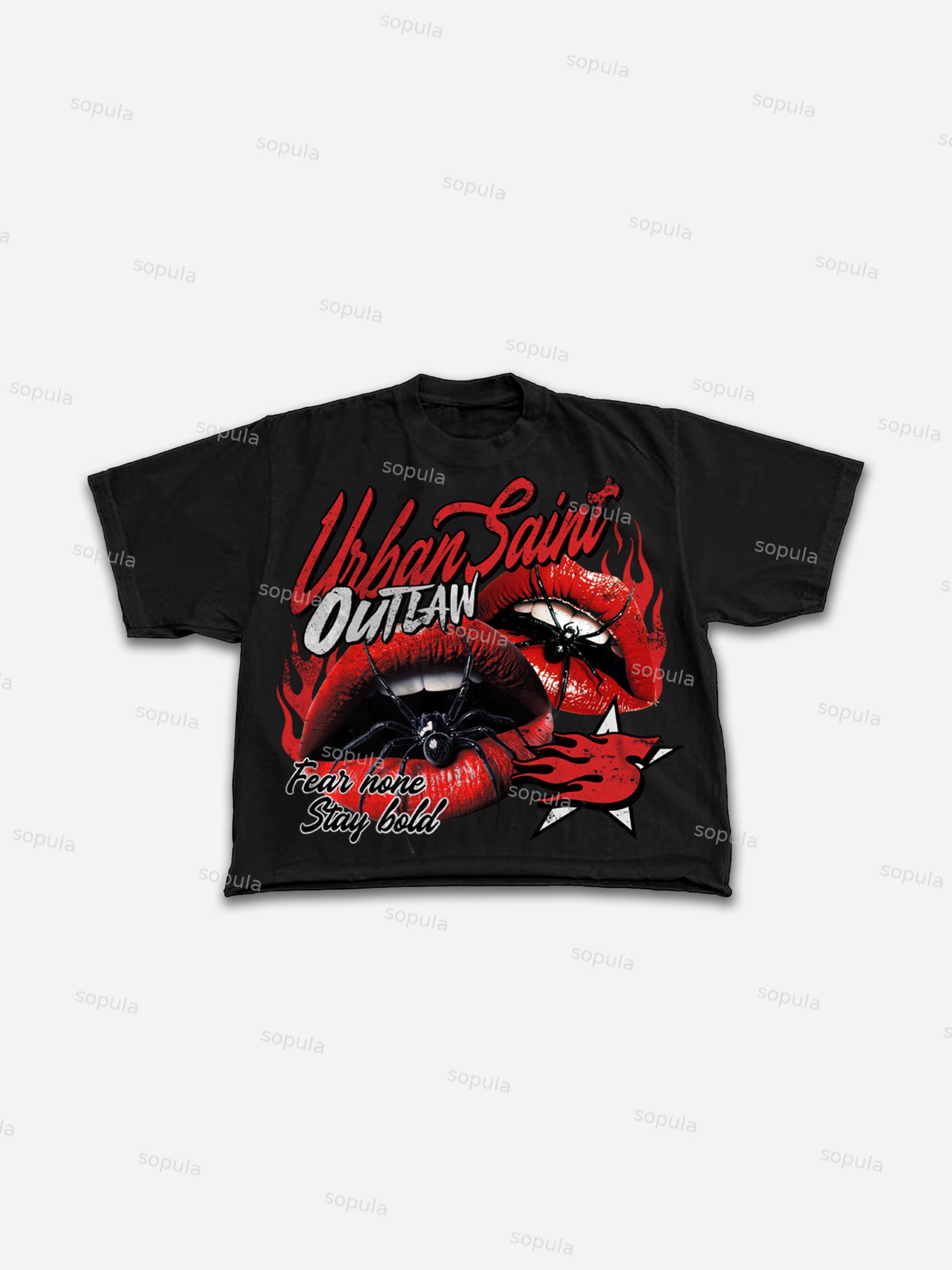 Vintage Spider Red Lip Graphic Cropped T-shirt - Sopula｜Premium Graphic Tees & Graphic Clothing
